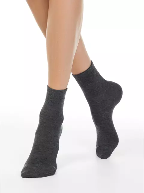 Женские однотонные носки из пряжи с вискозой и кашемиром comfort 000 темно-серый, 20С-67СП, 36-37 (23), CONTE ELEGANT,  - 1