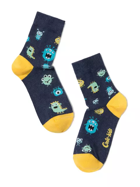 Хлопковые носки tip-top с рисунком "монстрики" 394 т.синий, , 16, CONTE-KIDS, - 1