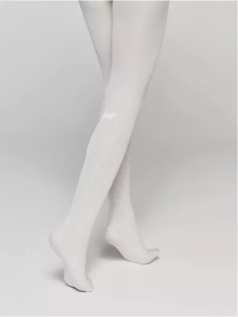 Колготки детские с имитацией гольфов в горошек milana bianco, 20С-115СП, 128-134, CONTE ELEGANT,  - 2