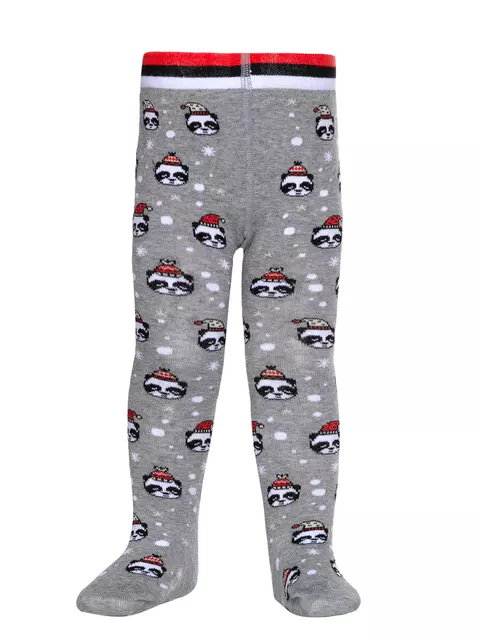 Новогодние детские колготки «xmas panda» conte-kids 554 серый, 19С-95/1СП, 104-110 (16), CONTE-KIDS,  - 2
