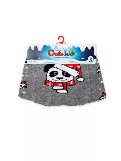 Новогодние детские колготки «xmas panda» conte-kids 554 серый, 19С-95/1СП, 104-110 (16), CONTE-KIDS,  - 4