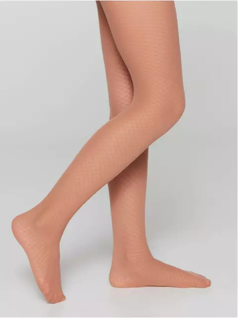 Эластичные детские колготки с ажурным рисунком emily natural, 20С-112СП, 116-122, CONTE ELEGANT,  - 2