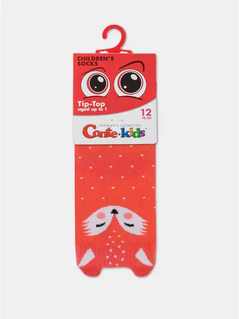 Хлопковые детские носки tip-top (мордашки) 604 мандариновый, 17С-59СП, 16, CONTE-KIDS,  - 2