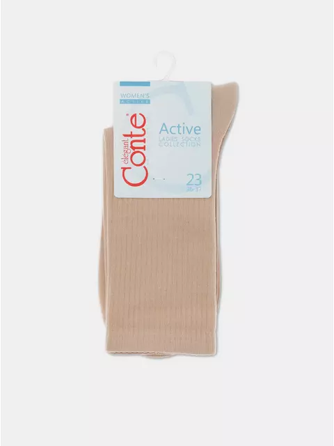Удлиненные женские хлопковые носки active 000 капучино, , 36-37 (23), CONTE ELEGANT, - 5