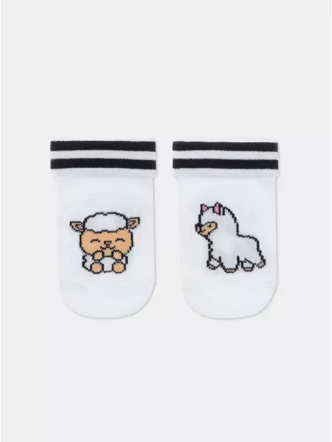 Хлопковые детские носки с рисунками «lama» 906 белый, 5С-11СП, 8, CONTE-KIDS,  - 1