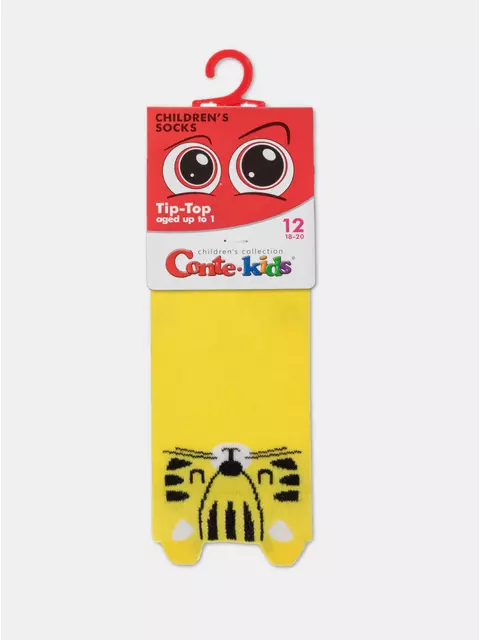 Хлопковые детские носки tip-top (мордашки) 605 желтый, 17С-59СП, 18, CONTE-KIDS,  - 2