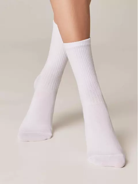 Носки женские хлопковые active (удлиненные) 433 белый-черный, 20С-20СП, 36-38 (23-25), CONTE ELEGANT,  - 2