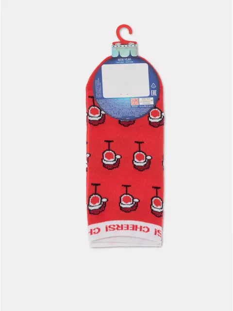 Женские короткие новогодние носки с люрексом new year 428 красный, 22С-24СП, 36-39 (23-25), CONTE ELEGANT,  - 7