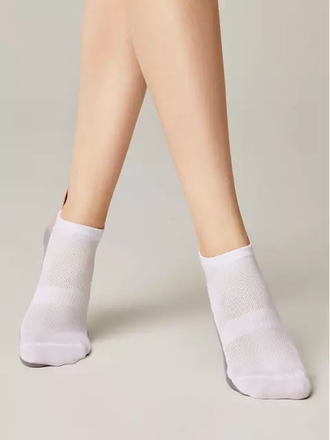 Ультракороткие женские хлопковые носки active с «язычком»  393 белый-серый, 19С-245СП, 36-38 (23-25), CONTE ELEGANT,  - 2