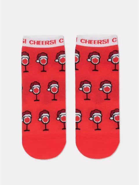 Женские короткие новогодние носки с люрексом new year 428 красный, 22С-24СП, 36-39 (23-25), CONTE ELEGANT,  - 3