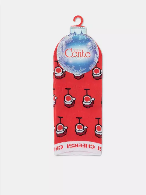 Женские короткие новогодние носки с люрексом new year 428 красный, 22С-24СП, 36-39 (23-25), CONTE ELEGANT,  - 6