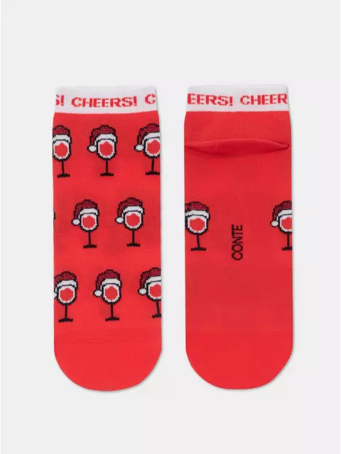 Женские короткие новогодние носки с люрексом new year 428 красный, 22С-24СП, 36-39 (23-25), CONTE ELEGANT,  - 5