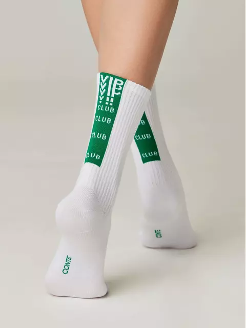 Носки женские (удлиненные) active 433 белый-зеленый, 20С-20СП, 40-41 (27), CONTE ELEGANT,  - 3