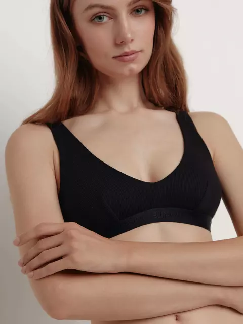 Бюстье в рубчик с v-образной линией декольте tie dye rib lbe 2208 black, 22С-2183ТСП, 170-84/XS, CONTE ELEGANT,  - 4