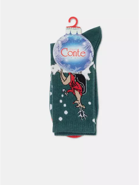 Женские удлиненные новогодние носки new year 426 темно-бирюзовый, 22С-22СП, 36-39 (23-25), CONTE ELEGANT,  - 5