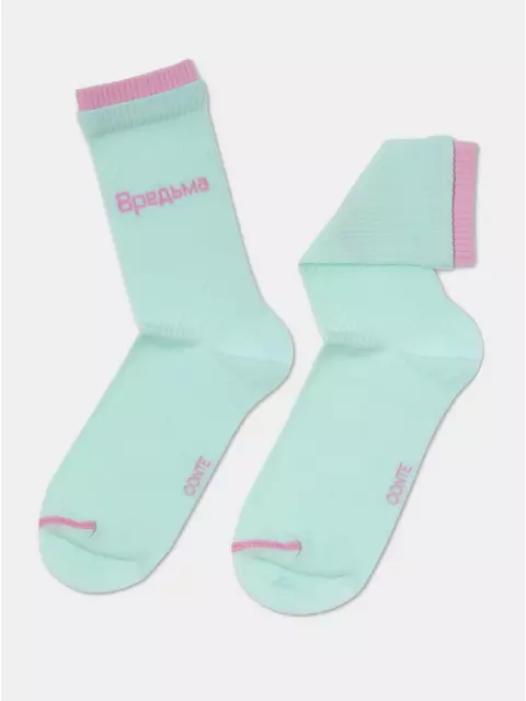 Носки женские хлопковые active (удлиненные) 488 бледно-бирюзовый, 22С-29СП, 36-38 (23-25), CONTE ELEGANT,  - 3