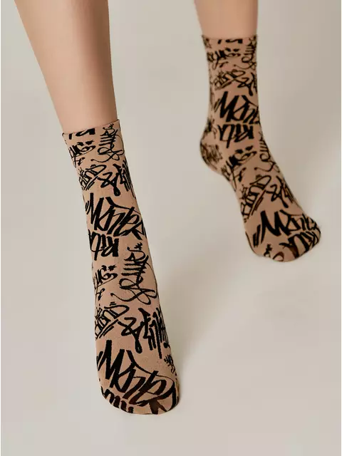 Носки женские с рисунком «граффити» fantasy 22с-50сп nero-natural, 22С-50СП, 36-39 (23-25), CONTE ELEGANT,  - 2