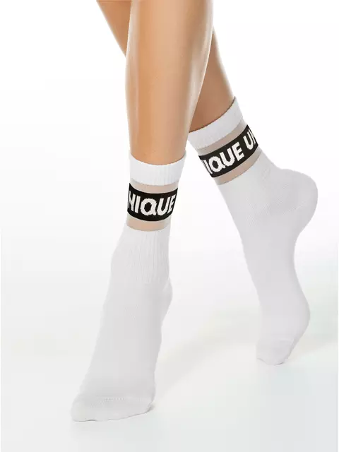 Удлиненные женские носки с полосками из прозрачной сетки active 156 белый, 19С-77/1СП, 38-39 (25), CONTE ELEGANT,  - 1