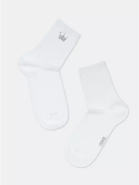 Носки женские из хлопка с сияющим рисунком "queen" 430 белый, 22С-40СП, 36-37 (23), CONTE ELEGANT,  - 4