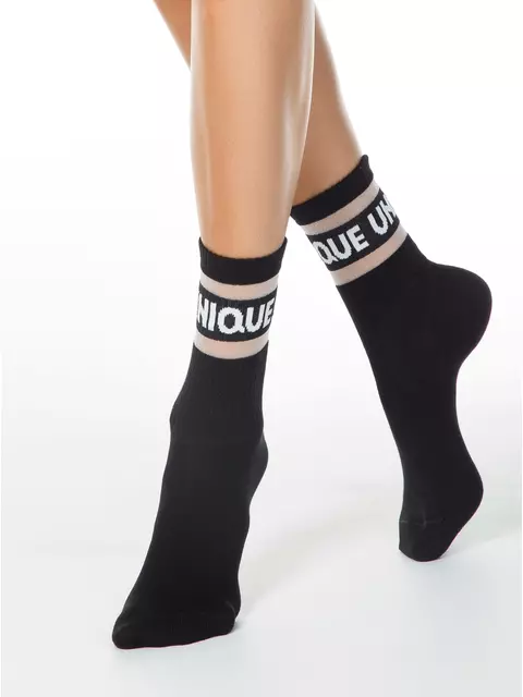 Удлиненные женские носки с полосками из прозрачной сетки active 156 черный, 19С-77/1СП, 36-37 (23), CONTE ELEGANT,  - 1