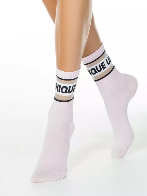 Удлиненные женские носки с полосками из прозрачной сетки active 156 светло-розовый, 19С-77/1СП, 38-39 (25), CONTE ELEGANT,  - 1