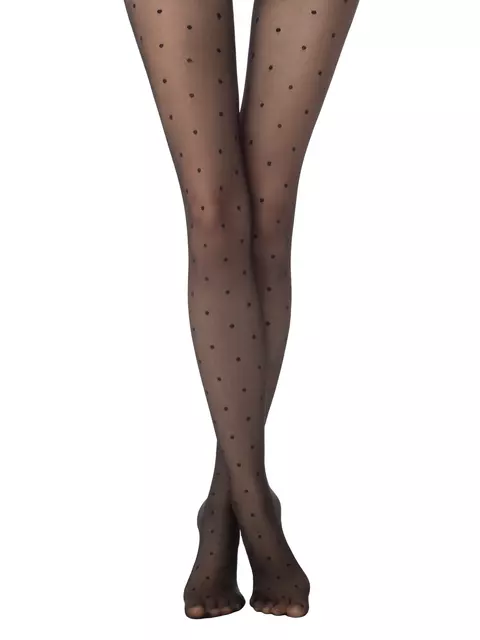 Колготки женские в горошек с эффектом мелкой сетки fantasy pois tulle nero, 22С-47СП, 2, CONTE ELEGANT,  - 2