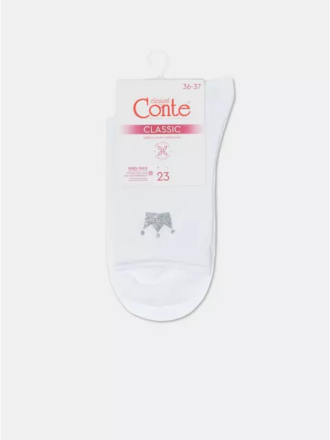 Носки женские из хлопка с сияющим рисунком "queen" 430 белый, 22С-40СП, 36-37 (23), CONTE ELEGANT,  - 6