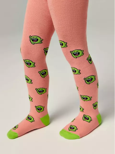 Колготки десткие (махровые внутри) sof-tiki с рисунками 644 коралловый, 7С-38СП, 104-110 (16), CONTE-KIDS,  - 4