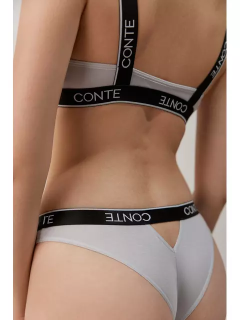 Трусы женские «бразилиана» с фигурным вырезом по спинке black&white lbr 2245 grey, 22С-2218ТСП, 102/L, CONTE ELEGANT,  - 3