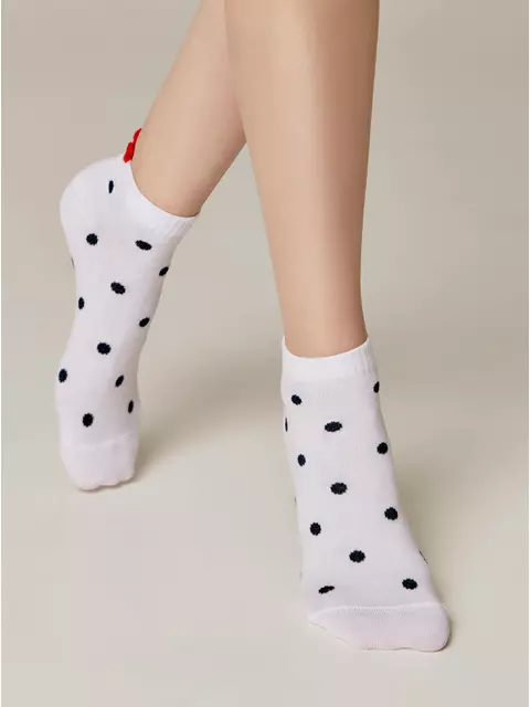 Короткие женские хлопковые носки в горошек 222 белый-черный, 20С-18СП, 38-39 (25), CONTE ELEGANT,  - 1