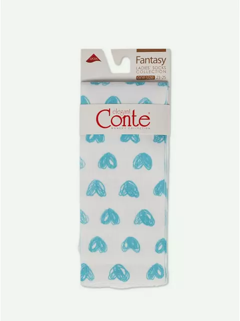 Удлиненные женские носки с хлопком 558 белый-бирюза, 19С-236/1СП, 36-39 (23-25), CONTE ELEGANT,  - 5