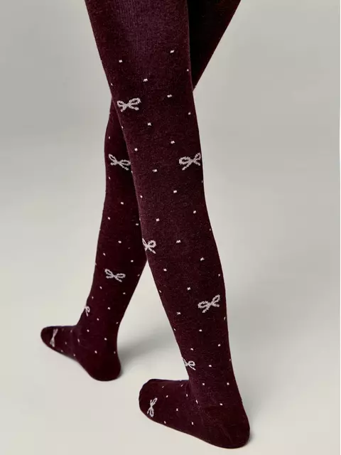Хлопковые детские колготки tip-top с люрексом 545 бордо, 19С-36СП, 116-122 (18), CONTE-KIDS,  - 3