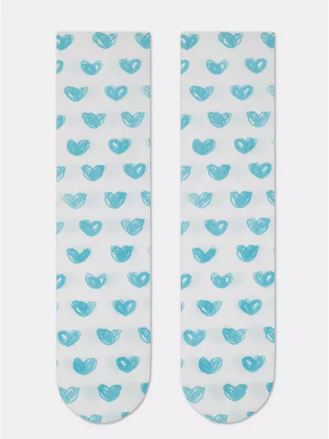 Удлиненные женские носки с хлопком 558 белый-бирюза, 19С-236/1СП, 36-39 (23-25), CONTE ELEGANT,  - 3