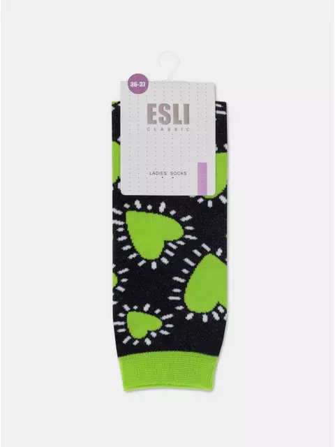 Носки женские хлопковые esli classic 532 черный-салатовый, 21С-69СПЕ, 36-37 (23), ESLI,  - 5