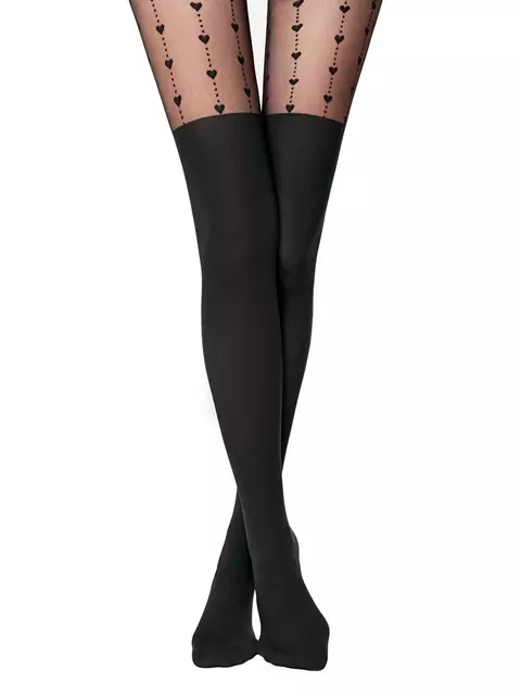 Колготки женские с имитацией гольфинов hearts fantasy nero, 22С-137СП, 4, CONTE ELEGANT,  - 4