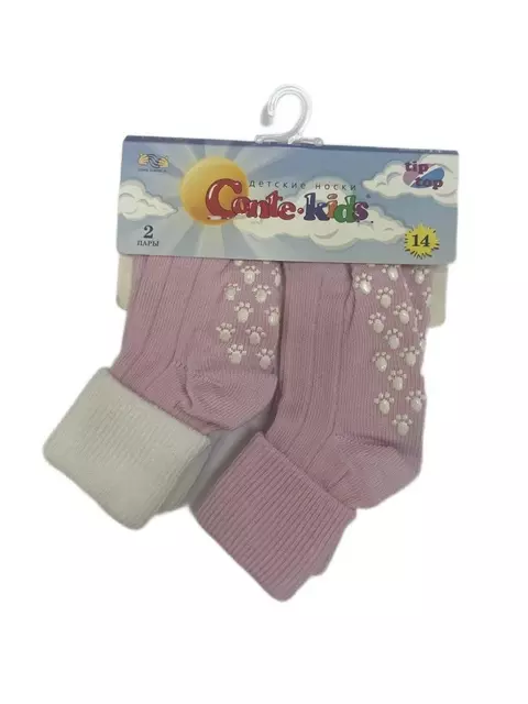 Носки детские tip-top (с отворотом, 2 пары) антискользящие 110 светло-розовый, 7С-70СП, 14, CONTE-KIDS,  - 1