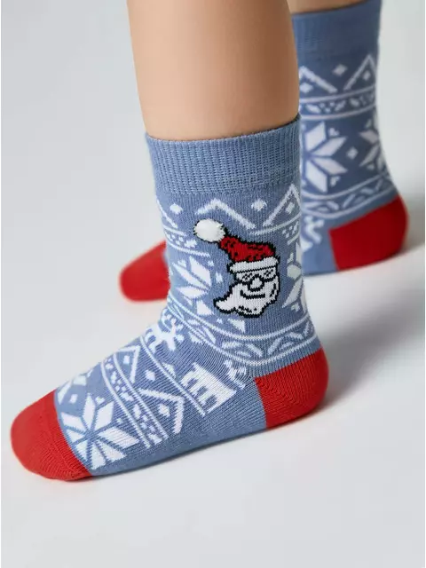 Новогодние детские носки new year 948 светлый джинс, 23С-49/1СП, 13-14, CONTE-KIDS,  - 2