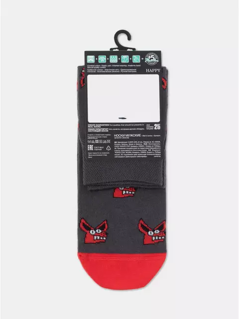 Хлопковые мужские носки diwari happy с рисунками 193 темно-серый, 17С-151СП, 44-45 (29), DIWARI,  - 5