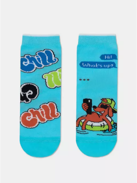 Хлопковые детские носки "веселые ножки" 947 бирюза, 17С-10СП, 16, CONTE-KIDS,  - 2