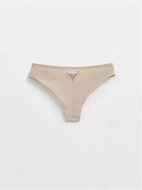 Трусы женские «бразилиана» из фактурного кружева с фигурным вырезом grafic lace lbr 1984 light almond, 21С-2001ТСП, 90/XS, CONTE ELEGANT,  - 2
