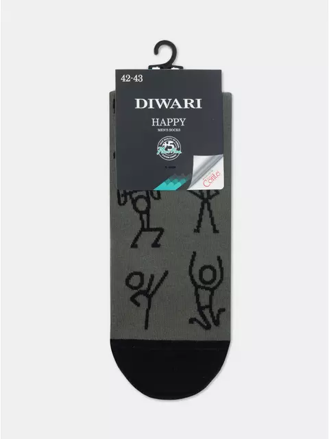 Хлопковые мужские носки diwari happy с рисунками 188 хаки, 17С-151СП, 44-45 (29), DIWARI,  - 4