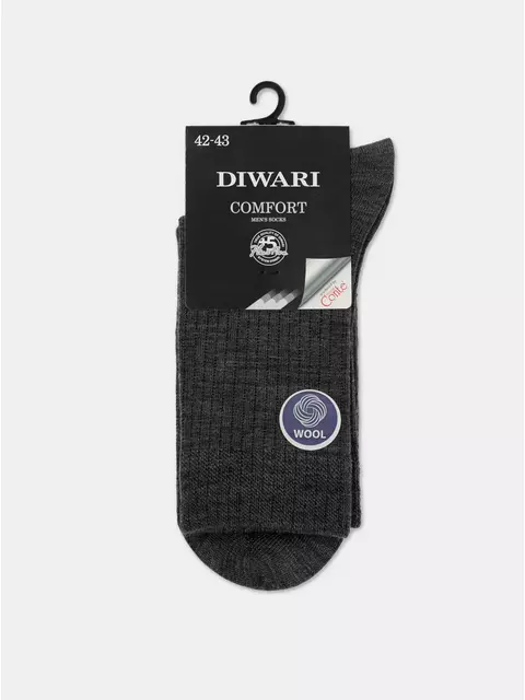 Теплые мужские носки в рубчик с шерстью diwari comfort 182 темно-серый, 22С-128СП, 40-41 (25), DIWARI,  - 3