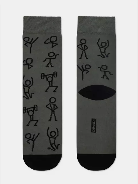 Хлопковые мужские носки diwari happy с рисунками 188 хаки, 17С-151СП, 42-43 (27), DIWARI,  - 1
