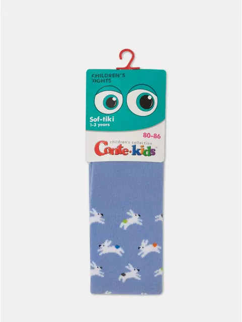 Теплые махровые детские колготки sof-tiki (махровые внутри) 643 голубой, 7С-38СП, 80-86 (14), CONTE-KIDS,  - 3