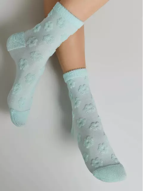 Махровые женские носки из хлопка с объемными рисунками conte comfort 548 бледно-бирюзовый, 23С-17СП, 38-39 (25), CONTE ELEGANT,  - 1