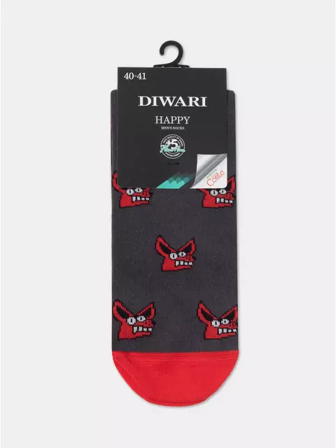 Хлопковые мужские носки diwari happy с рисунками 193 темно-серый, 17С-151СП, 44-45 (29), DIWARI,  - 4