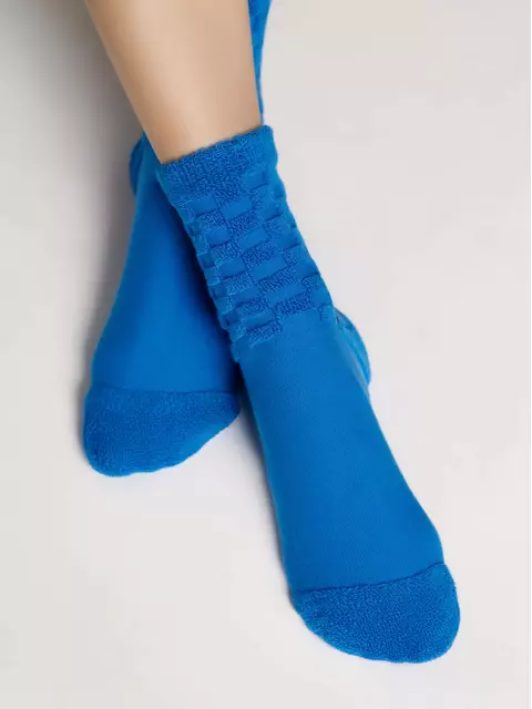 Махровые женские носки из хлопка с объемными рисунками conte comfort 550 синий, 23С-17СП, 38-39 (25), CONTE ELEGANT,  - 1