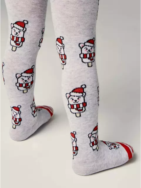 Новогодние детские колготки new year 669 светло-серый, 21С-31СП, 92-98 (14), CONTE-KIDS,  - 3