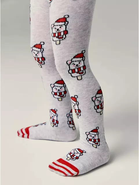 Новогодние детские колготки new year 669 светло-серый, 21С-31СП, 92-98 (14), CONTE-KIDS,  - 2