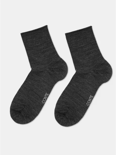 Удлиненные теплые женские носки с шерстью conte comfort 000 темно-серый, 22С-129СП, 36-38 (23-25), CONTE ELEGANT,  - 5